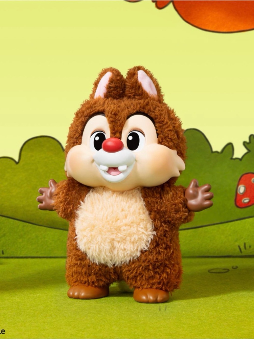 Pop Mart Disney Plushy Chipmunk Dale Toy with Cream Belly and Red Nose